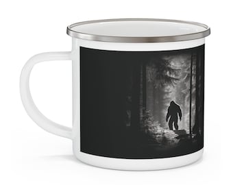 Sasquatch Enamel Camping Mug, Bigfoot Stainless Steel Coffee Cup