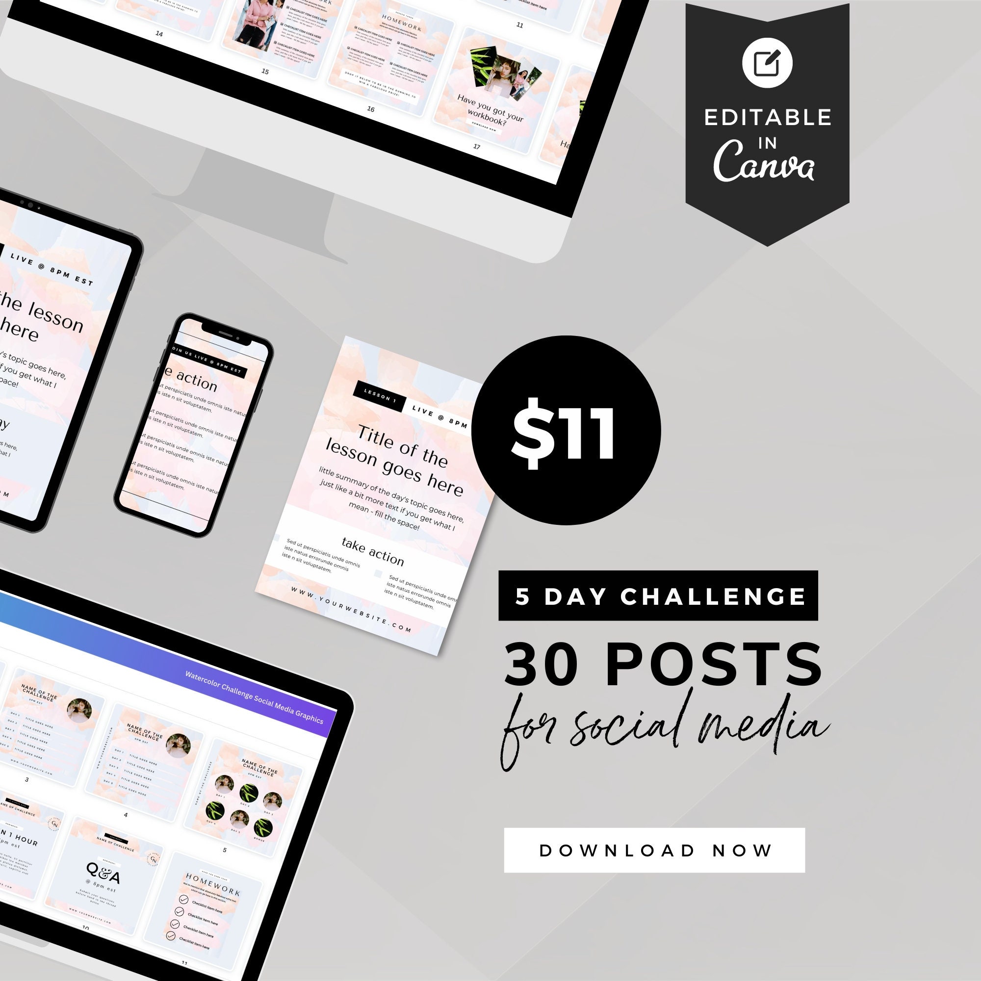 Launch Social Media Posts INSTANT DOWNLOAD 5 Day Challenge, Challenge ...