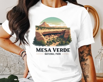 Camisetas del Parque Nacional Mesa Verde, souvenir de las viviendas en los acantilados, ropa de los Parques Nacionales de EE. UU., camisetas vintage de viaje de Colorado