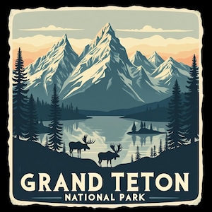 Grand Teton National Park Magnet, Elch-Landschaftskunst, Berglandschaft, Reise-Souvenir, Kühlschrankdekor, Naturgeschenk, Wohndekor