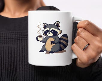 かわいいアライグマのコーヒーマグ、愛らしい動物マグ、面白いアライグマのマグ、動物愛好家へのユニークなギフト、気まぐれな野生動物マグ、森の生き物