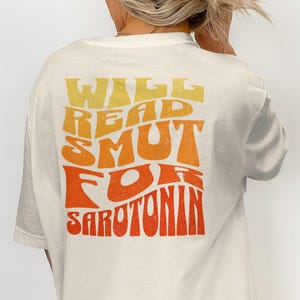 Camiseta "Leeré obscenidades para la serotonina", divertida para amantes de los libros, ideal para lectores, ideal para ratones de biblioteca, ropa con humor para la lectura, con estampado de letras.