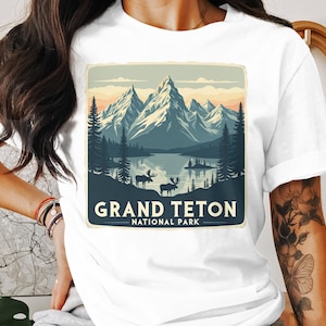 Grand Teton National Park T-Shirts, Berglandschaft, Wildtierbekleidung, Souvenir-T-Shirt, Malerische T-Shirts, Outdoor-Abenteuer, Geschenkidee