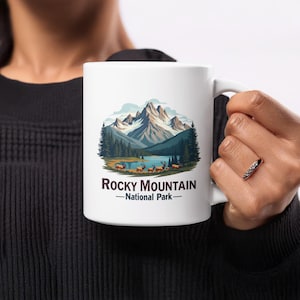 Rocky Mountain National Park Scenic Mug, Wilderness Adventure Souvenir Coffee Mug, Nature Lover&#39;s Gift Idea, Wildlife Design Mug