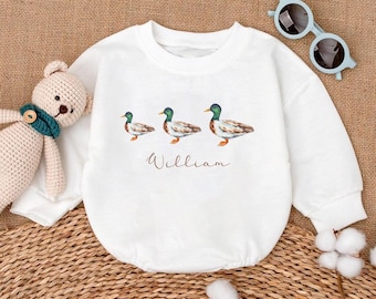 Funny Duck Baby Romper, Custom Name Baby Outfit, Silly Goose Baby Bodysuit, Birthday Baby Gift, Newborn Baby Clothes, Cute Baby Gift