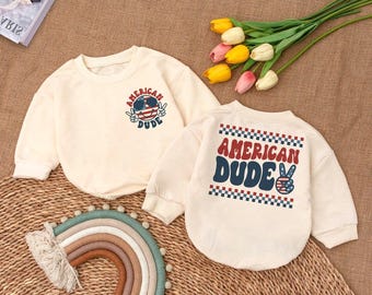 American Dude Baby Outfit, Fourth of July Baby Romper, American Eagle Baby Clothes, Independence Day Baby Bodysuit, Usa Flag Baby Gift