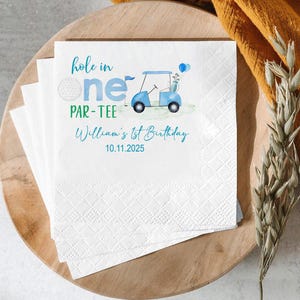 Hole In One Golf Birthday Party Napkins, Let&#39;s Par-Tee Golf Napkins Decor, 1st Birthday Party Napkins, Golf Themed Birthday Napkins