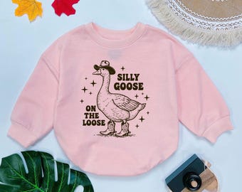 Silly Goose On The Loose Baby Outfit, Cowboy Goose Baby Bodysuit, Funny Goose Bubble Romper, Newborn For Boys Girls, Baby Shower Gift