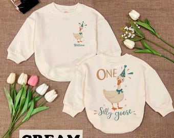 Silly Goose On The Loose Baby Outfit, Custom Name Baby Romper, Funny Duck Baby Bodysuit, Baby Bubble Romper, 1st Birthday Baby Gift