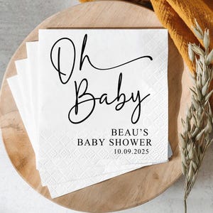 Custom Baby Shower Napkins, Personalized Baby Name Cocktail Napkin, Baby Girl, Baby Boy Shower Printed Dinner Napkin, Baby Shower Decor