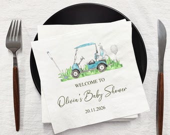 Golf Diaper Party Napkin, Personalized Golf Baby Shower Napkin Decor, Birthday Party Napkin