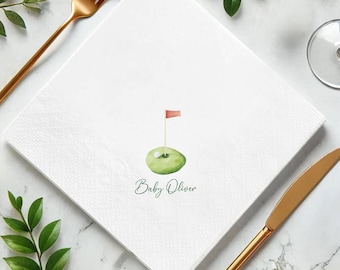 Golf Diaper Party Napkin, Personalized Golf Baby Shower Napkin Decor, Little Golfer Birthday Party Napkin, Putter Is On The Way