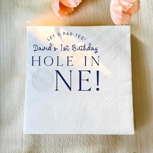 Personalized Hole In One Party Napkins, Golf 1st Birthday Napkins Decor, Custom Birthday Party Napkins, Golf Par-Tee Birthday Napkins