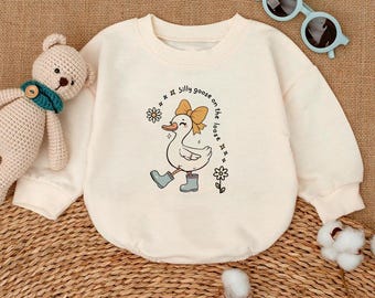 Silly Goose On The Loose Baby Outfit, Funny Farm Animal Baby Romper, Cute Baby Bodysuit, Coquette Silly Goose Baby Clothes, Cute Baby Gift