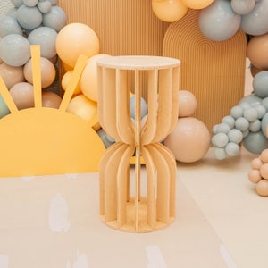 Wood Pedestal Table | Slated Plinth Table | Floral Display Table | Wood Plinth Table | Backdrop Prop | Cake Stand