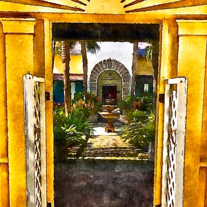 Enter Into Serenity-Fort Lauderdale, tropical artwork, home decor, housewarming gift, Bonnet House, architecture