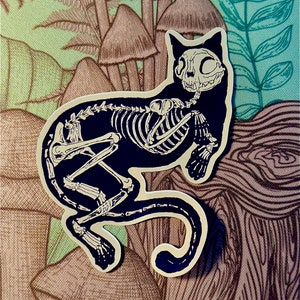 Kundenspezifischer schwarzer gruseliger Skelettkatzenaufkleber