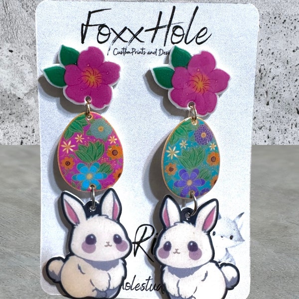 Custom Easter Chain Dangle Shrink Plastic Earrings