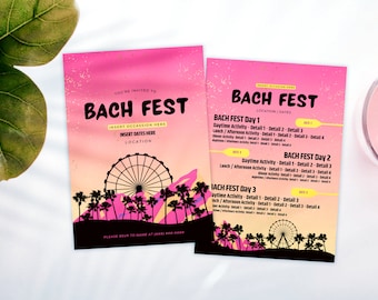CUSTOM FEST Bachelorette Weekend Itinerary Template | Concert Deluxe Invitation Template Bundle | Bachelorette Weekend Planner, Digital