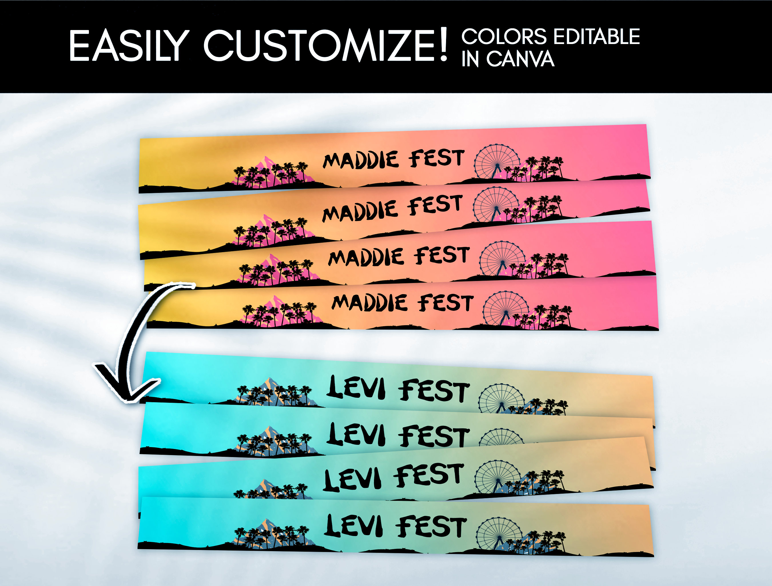 CUSTOM FEST Wristbands Concert Music Festival VIP Template Etsy