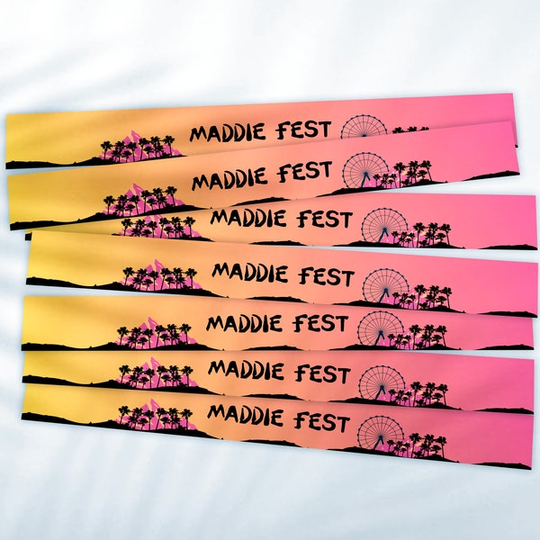 CUSTOM FEST Wristbands Concert Music Festival VIP Template | Canva Template | Birthday Bachelorette Weekend Party Printable