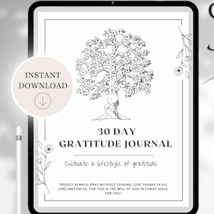 Gratitude Journal | Digital Bible Study Planner | Faith Journal | Digital | Printable | 30 Day Challenge