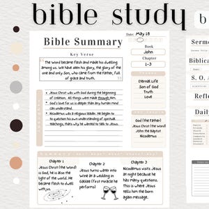 Anleitung zum Bibellehre | Bibelkapitel Zusammenfassung | Bibel Vorlage | Bibel-Zusammenfassung | Glauben Reflection | Bibel Notizen | GoodNotes | PDF & DIGITAL