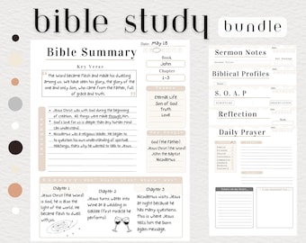 Digital Bible Study | Printable | Digital Bible Template | Bible Summary | SOAP Journal | Faith Reflection | GoodNotes | Notability |