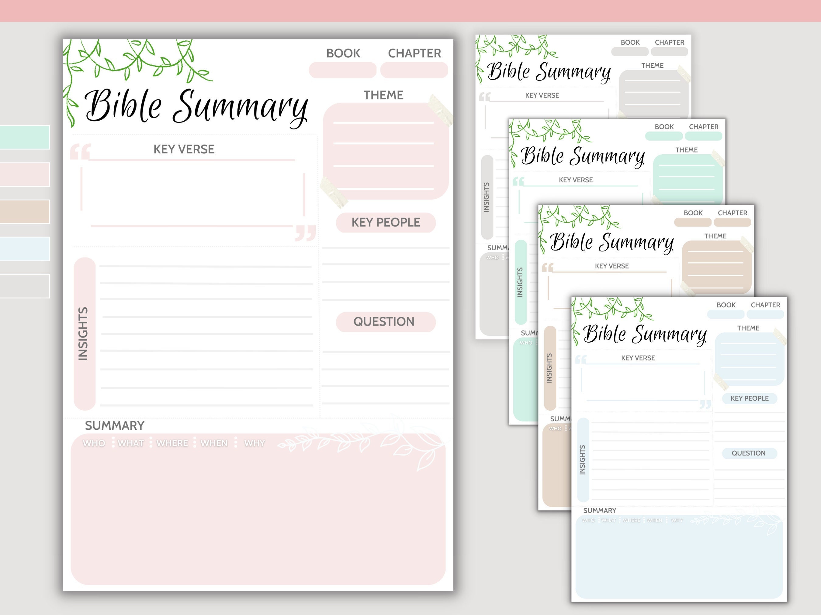 Bible Study Printable Digital Bible Template Bible Summary SOAP Journal 