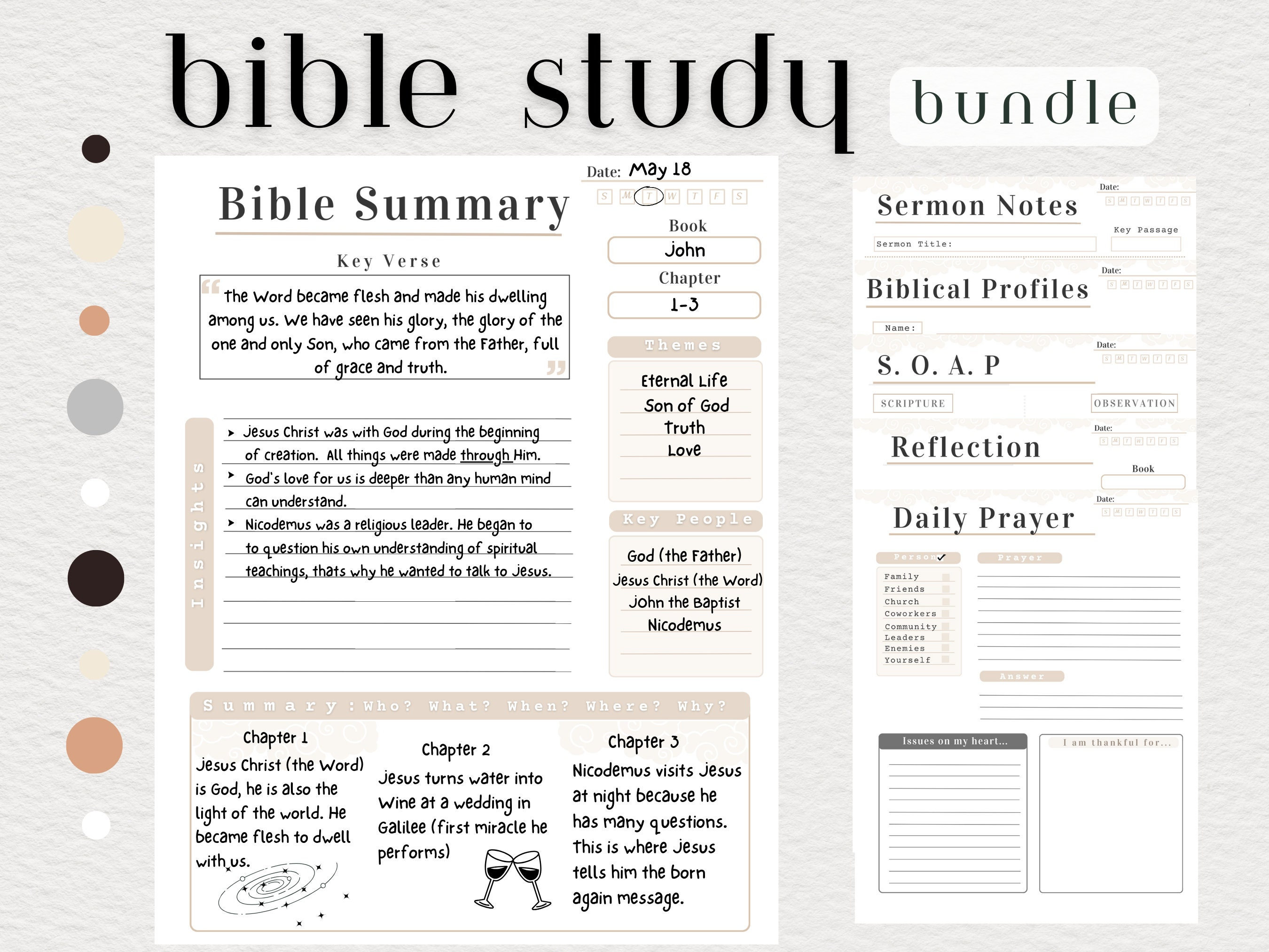 Digital Bible Study | Printable | Digital Bible Template | Bible Summary | SOAP Journal | Faith Reflection | GoodNotes | Notability |