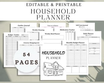 Printable Household Planner | Budget, Cleaning, Family Organizer (Digital Download)