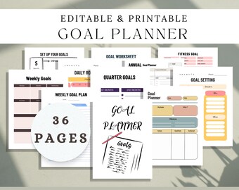 2026 Goal Planner | Printable SMART Goal Setting Kit (Digital Download)