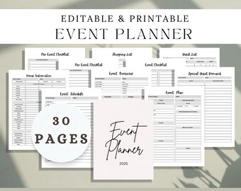 Editable Event Planner, Party & Wedding Planning (Digital Download)