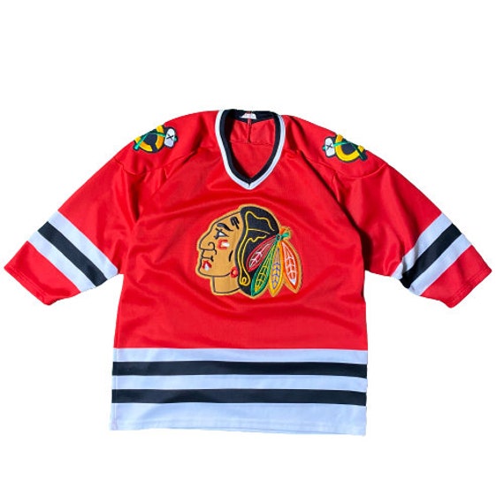 1960s Gunzo’s Chicago Blackhawks NHL Hockey Jersey Vintage Red Adult Men’s M