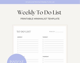 To Do List Printable I Simple Tasks List Template I Productivity ...