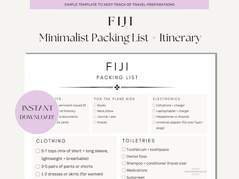 Fiji Packing List Itinerary 7 Day Minimalist Preparation Packing Guide
