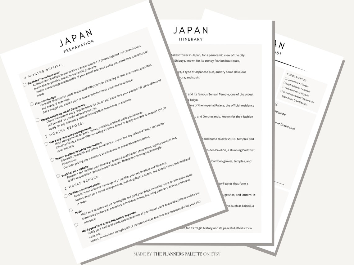 Packing List Example Japan Japan Packing List + Itinerary | 7 Day Minimalist Preparation + Packing ...