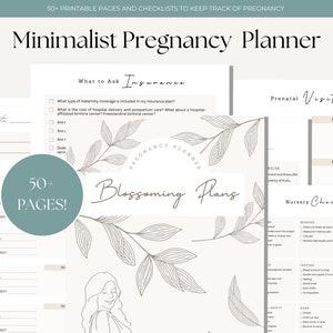 Printable Pregnancy Planner | Weekly Wellness Schedule | Minimalist Preparation + Planning |  50+ Printable Pages | Instant Download Lists