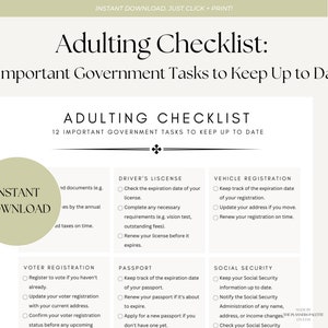 Minimalist Erotik Checkliste Printable | 12 Wichtige Regierungsaufgaben PDF | Checkliste für den sofortigen Download