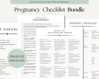 Pregnancy Checklist BUNDLE | New Baby Preparation + Planning Lists | Weekly Pregnancy Wellness Printable | Instant Download Checklists
