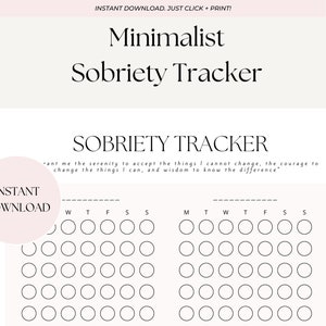 Simple Sobriety Tracker | Keep Track of Your Progress | Minimalist Tracker Printable | Instant Download PDF