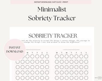 Simple Sobriety Tracker | Keep Track of Your Progress | Minimalist Tracker Printable | Instant Download PDF