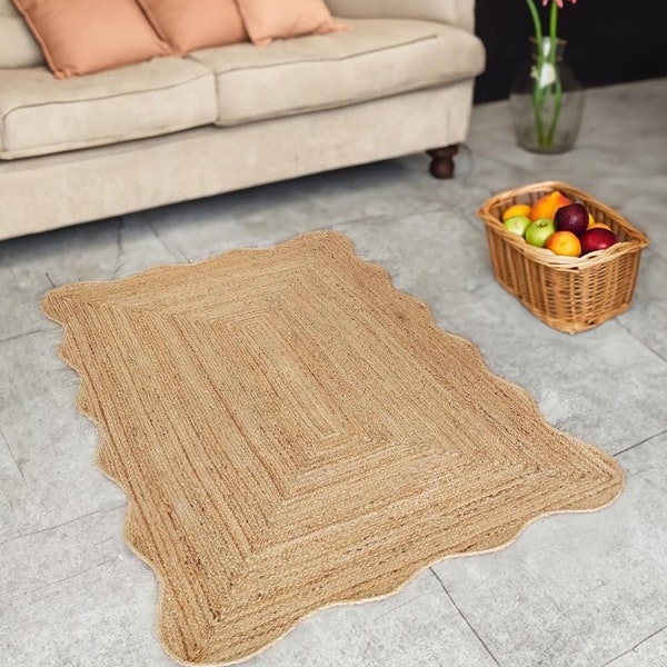 Boho Handgefertigte Teppich Quadrat Form Jute Teppich für Wohnen, Küche, Garten, Indoor & Outdoor Custom Größe Teppiche Läufer