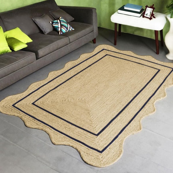 Quadratische Form Jute Teppich Boho Handgefertigte Teppiche Teppich für Wohnen, Küche,Garten Indoor Outdoor Custom Größe Teppiche Läufer