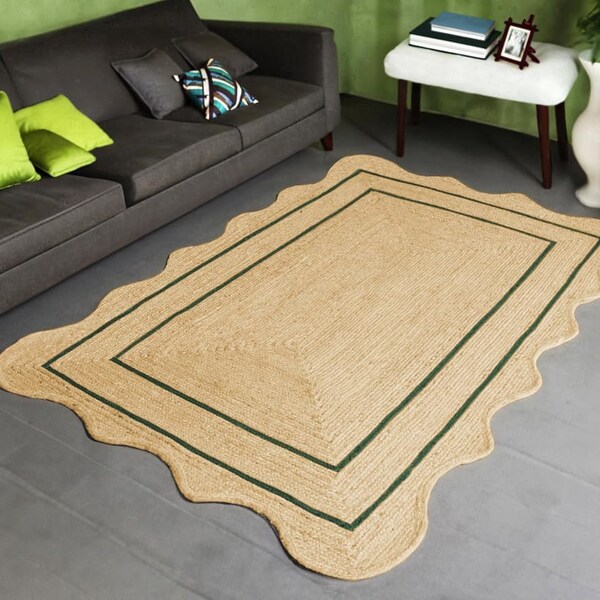 Boho Teppich Quadrat Form Jute Teppich Läufer für Wohnzimmer, Küche,Garten Teppich Läufer Benutzerdefinierte Größe Handgefertigte Teppiche Teppich Läufer