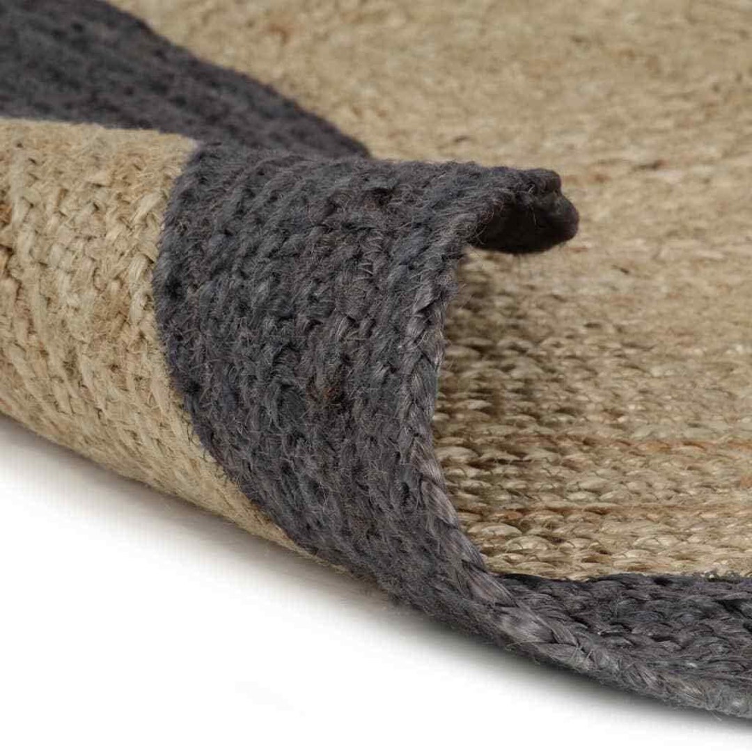 Grey Border Round Rug Bohemian Jute Area Rug Eco Friendly - Etsy
