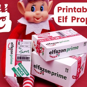 Instant Download Printable Christmas Elf Prop miniature Elfazon Prime packages (White) DIY 1:6 scale PDF template for Elves or dolls