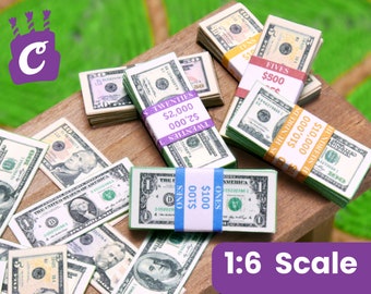 Descarga instantánea escala 1:6 Tamaño de muñeca Plantilla PDF de dinero ficticio en miniatura imprimible para muñecas