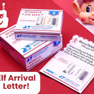 Descarga instantánea Carta de llegada de elfo imprimible Navidad Elf Prop miniatura 1:6 Escala Paquetes de oficina de correos de Christmas Town