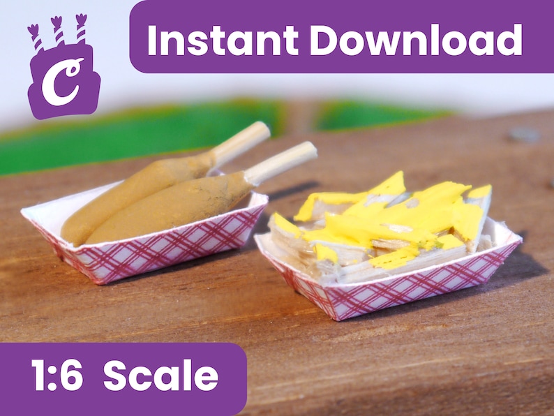 Instant Download 1:6 Scale Miniature Paper Food Basket DIY Printable ...